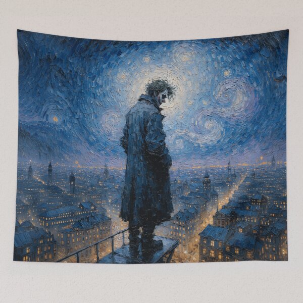 Item preview, Midnight Clown – Melancholy City Oil Painting designed and sold by The Mellonaire.