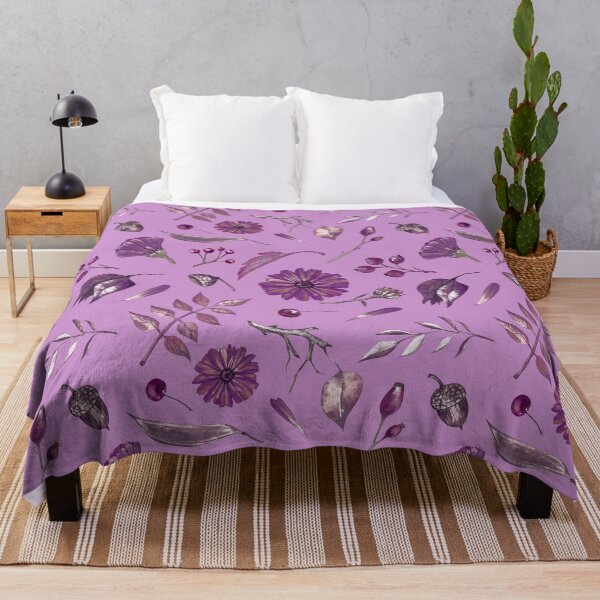 Item preview, Cozy Fall Meadow – Leaves & Wildflowers Pattern | Purple designed and sold by Frohyou.