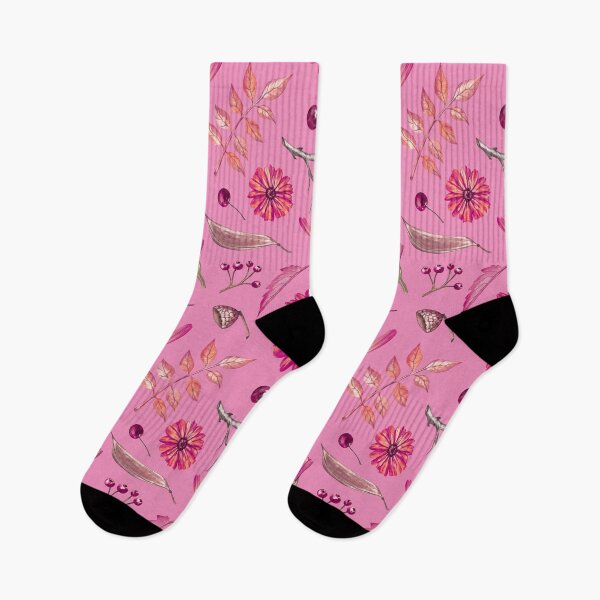 Item preview, Cozy Fall Meadow – Leaves & Wildflowers Pattern | Pink designed and sold by Frohyou.