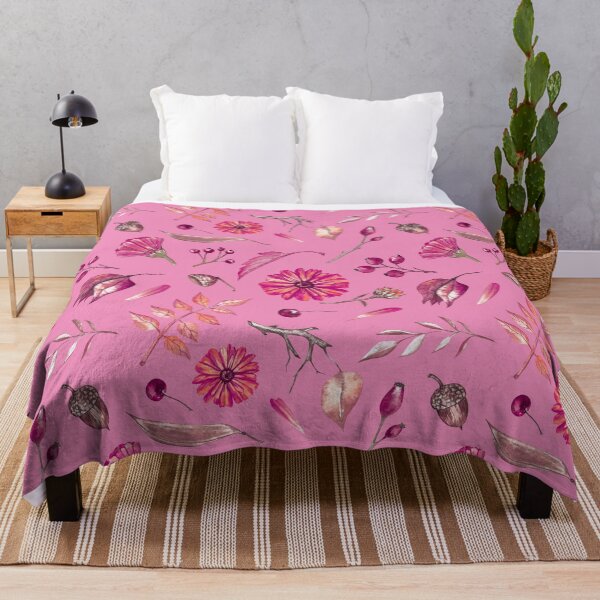 Item preview, Cozy Fall Meadow – Leaves & Wildflowers Pattern | Pink designed and sold by Frohyou.