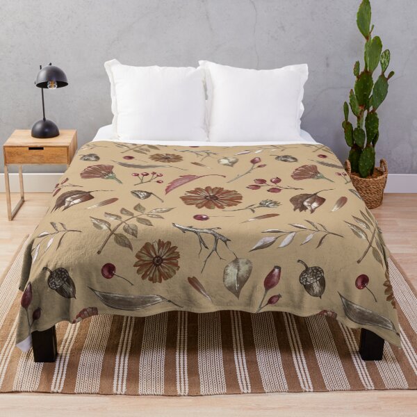 Item preview, Cozy Fall Meadow – Leaves & Wildflowers Pattern | Brown designed and sold by Frohyou.