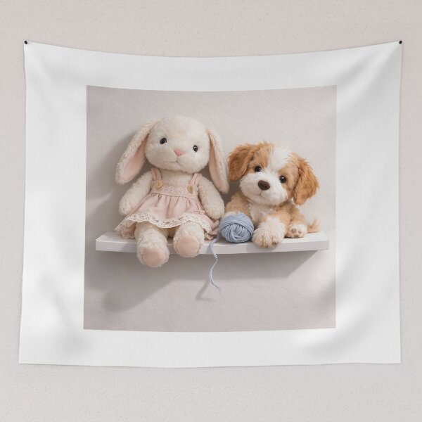 Item preview, Bunny, Puppy with blue yarn designed and sold by CrumbBumStudio.