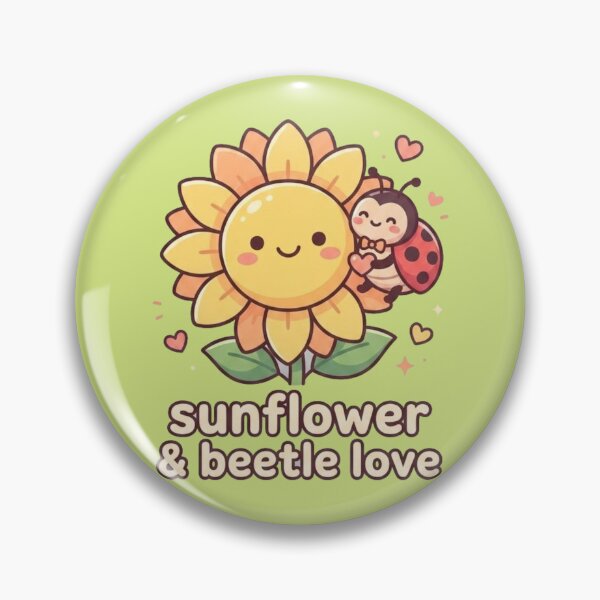 Item preview, Sunflower & Beetle Love – Cute Ladybug and Sunflower Wall Art, Kawaii Nature Decor designed and sold by morning sun.