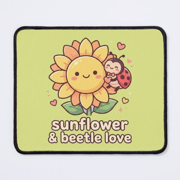 Item preview, Sunflower & Beetle Love – Cute Ladybug and Sunflower Wall Art, Kawaii Nature Decor designed and sold by morning sun.