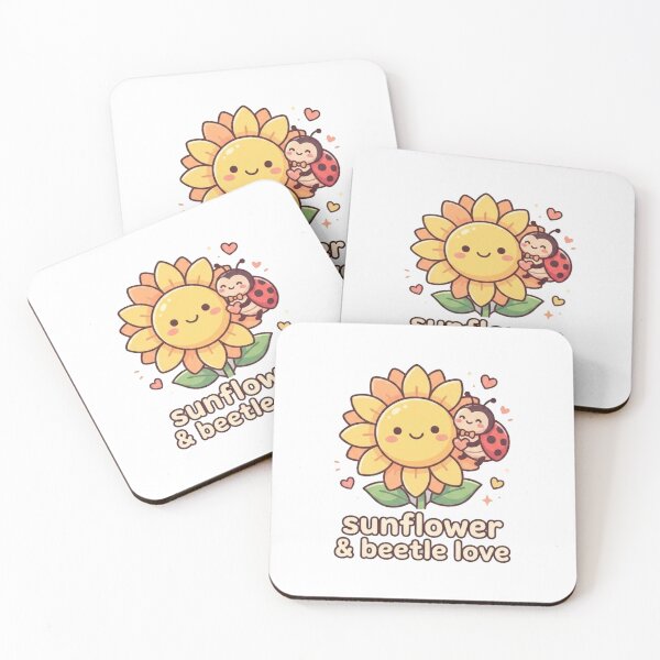 Item preview, Sunflower & Beetle Love – Cute Ladybug and Sunflower Wall Art, Kawaii Nature Decor designed and sold by morning sun.