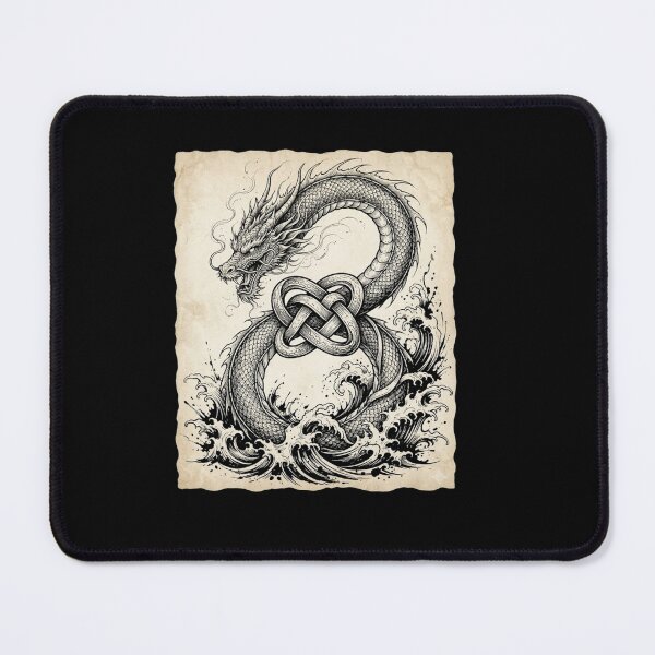 Item preview, Celtic Knot Dragon and Ocean Waves Vintage Fantasy Design designed and sold by Ostericaimusa.