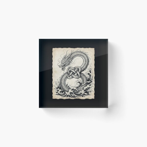 Item preview, Celtic Knot Dragon and Ocean Waves Vintage Fantasy Design designed and sold by Ostericaimusa.