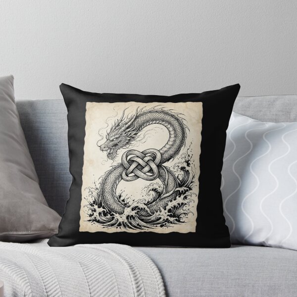 Item preview, Celtic Knot Dragon and Ocean Waves Vintage Fantasy Design designed and sold by Ostericaimusa.