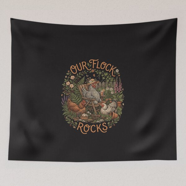 Item preview, Our Flock Rocks Cottagecore Chicken Garden Summer Vacation Graphic designed and sold by kiralynstration.