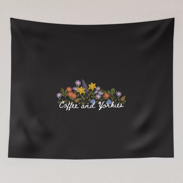 Item preview, Coffee and Yorkies Wildflowers Floral Dog Lover Graphic designed and sold by kiralynstration.