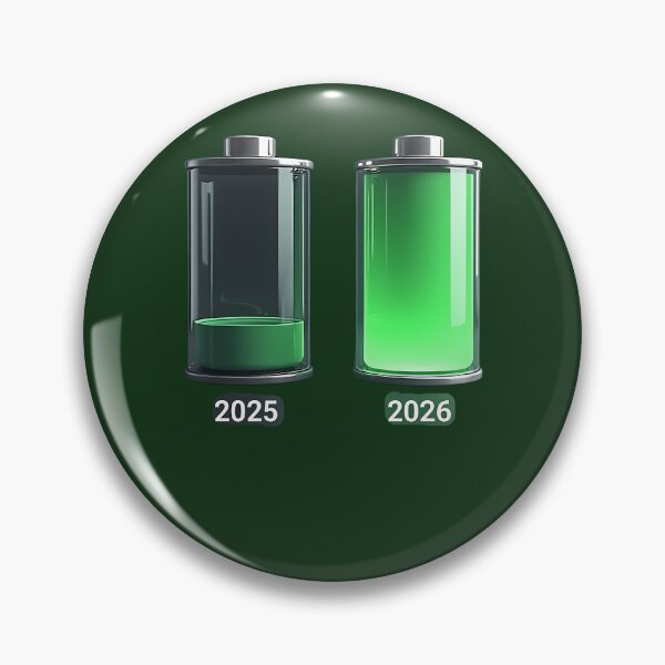 Item preview, A Battery Icon That Is Almost Empty Labeled 2025 Next To A Fully Charged Battery Labeled 2026. 161 designed and sold by BRBDesignsCo.