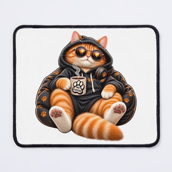 Item preview, Mr Coffee Chill Cat - Funny Ginger Cat Hoodie Sunglasses designed and sold by BellabdO.