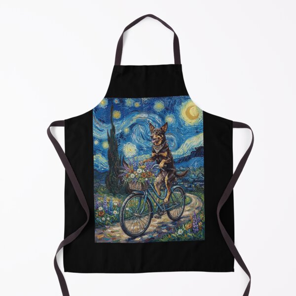 Item preview, Australian Kelpie Biking Bike Starry Night Van Gogh Art Dog Lover designed and sold by dian-rody-crest.