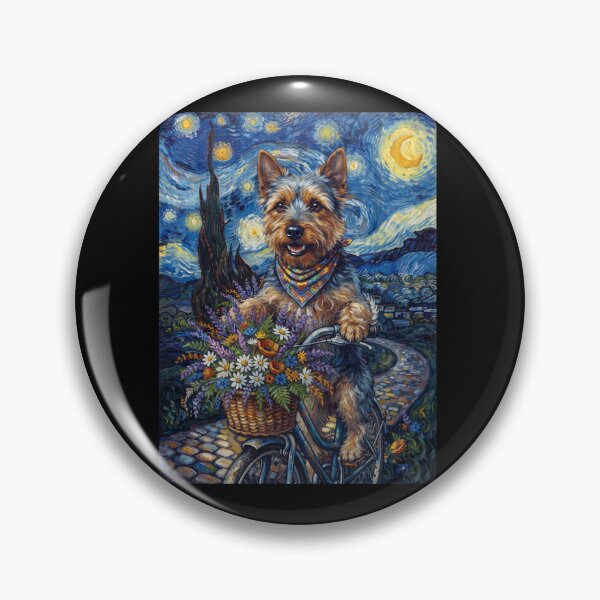 Item preview, Australian Terrier Biking Bike Starry Night Van Gogh Art Dog Lover designed and sold by dian-rody-crest.