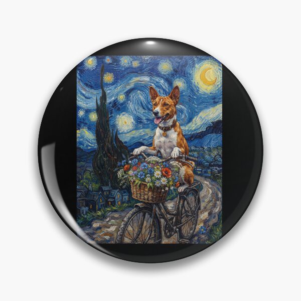 Item preview, Basenji Biking Bike Starry Night Van Gogh Art Dog Lover designed and sold by dian-rody-crest.