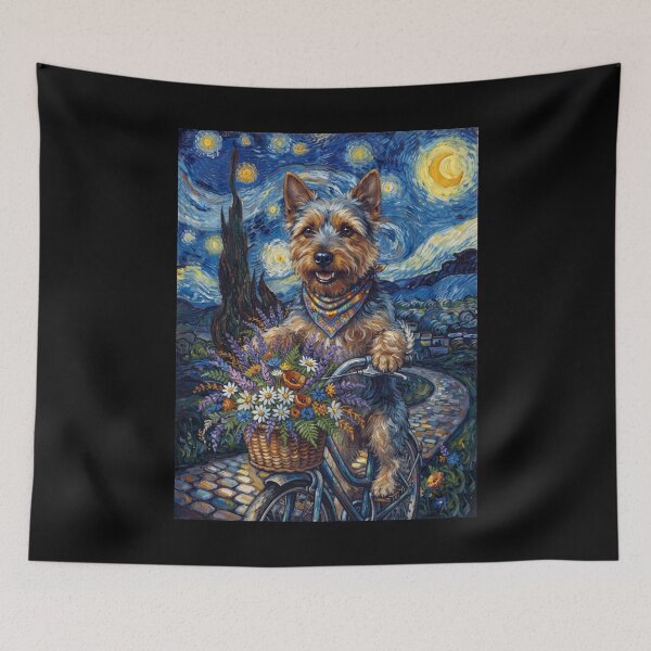 Item preview, Australian Terrier Biking Bike Starry Night Van Gogh Art Dog Lover designed and sold by dian-rody-crest.