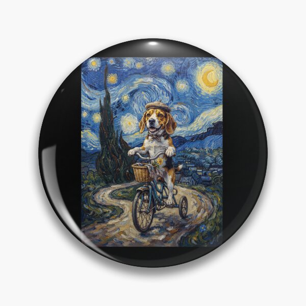 Item preview, Beagle Biking Bike Starry Night Van Gogh Art Dog Lover designed and sold by dian-rody-crest.