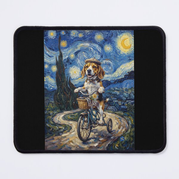Item preview, Beagle Biking Bike Starry Night Van Gogh Art Dog Lover designed and sold by dian-rody-crest.