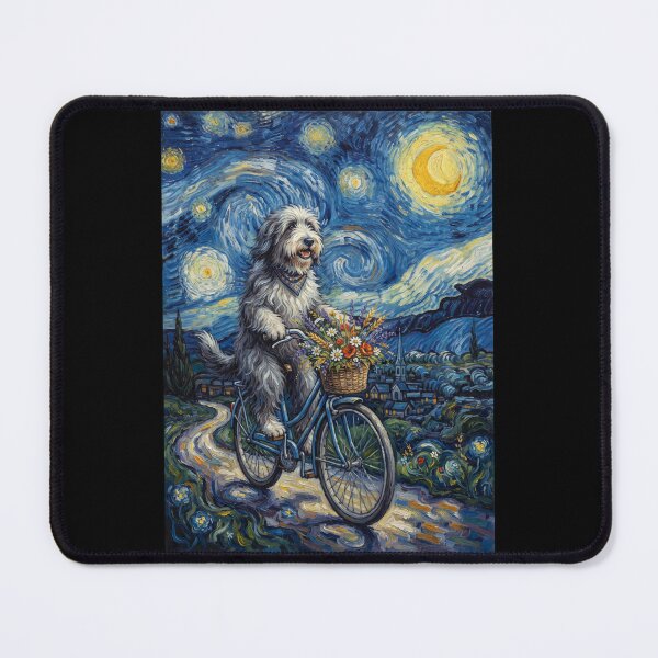 Item preview, Bearded Collie Biking Bike Starry Night Van Gogh Art Dog Lover designed and sold by dian-rody-crest.