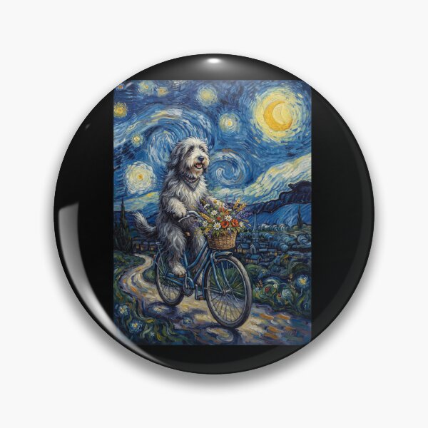 Item preview, Bearded Collie Biking Bike Starry Night Van Gogh Art Dog Lover designed and sold by dian-rody-crest.