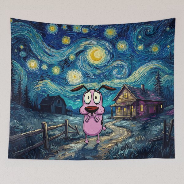 Item preview, Pink Dog Under a Swirling Midnight Sky designed and sold by The Mellonaire.