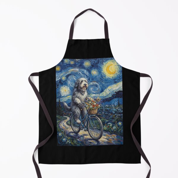 Item preview, Bearded Collie Biking Bike Starry Night Van Gogh Art Dog Lover designed and sold by dian-rody-crest.