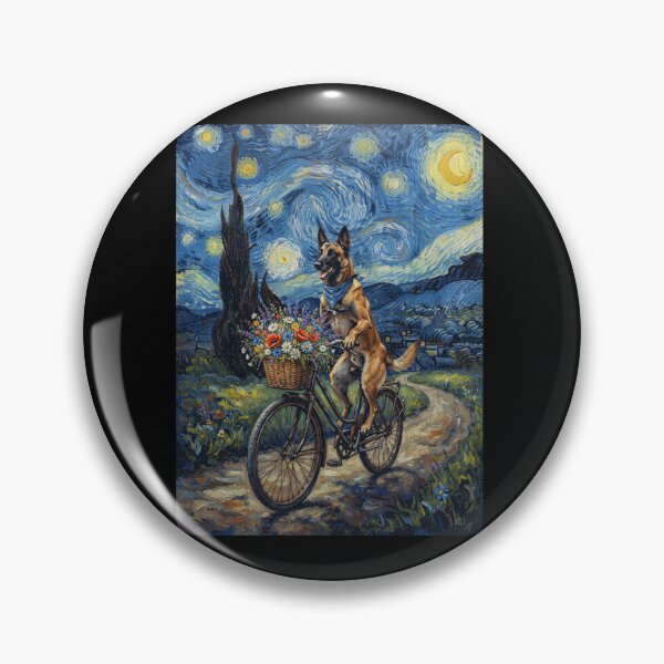 Item preview, Belgian Malinois Biking Bike Starry Night Van Gogh Art Dog Lover designed and sold by dian-rody-crest.