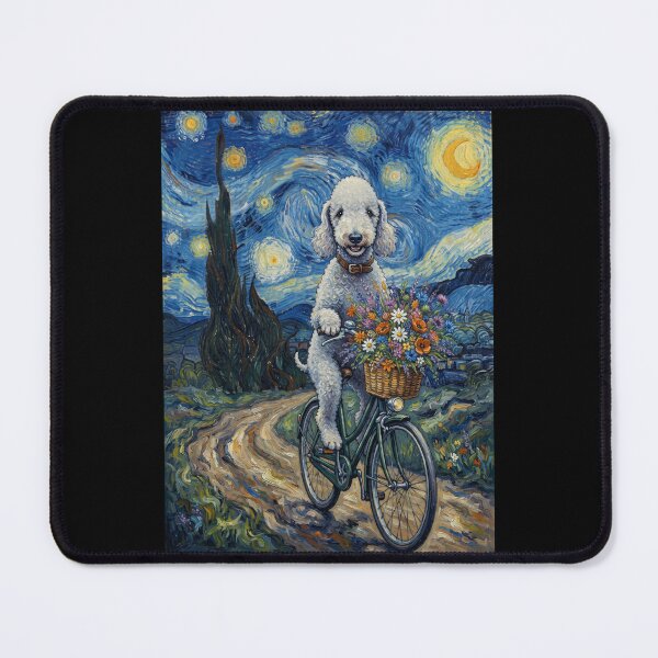 Item preview, Bedlington Terrier Biking Bike Starry Night Van Gogh Art Dog Lover designed and sold by dian-rody-crest.