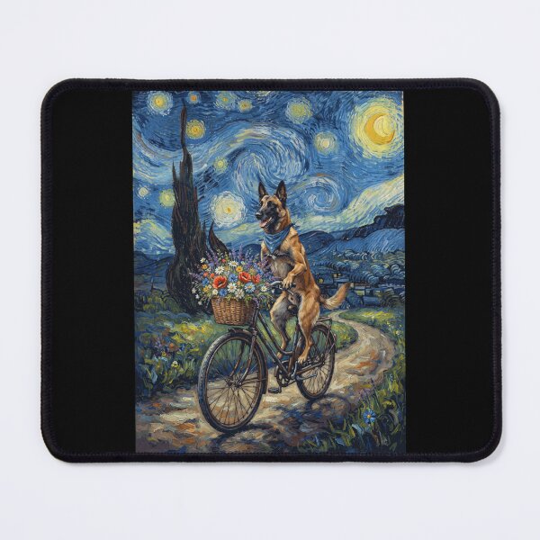 Item preview, Belgian Malinois Biking Bike Starry Night Van Gogh Art Dog Lover designed and sold by dian-rody-crest.