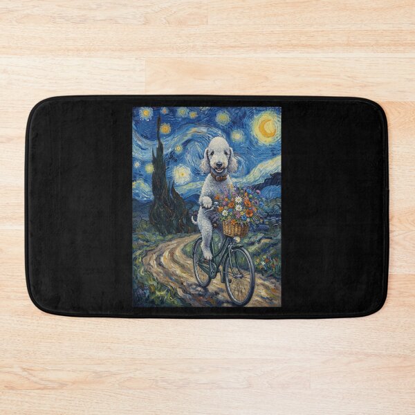 Item preview, Bedlington Terrier Biking Bike Starry Night Van Gogh Art Dog Lover designed and sold by dian-rody-crest.