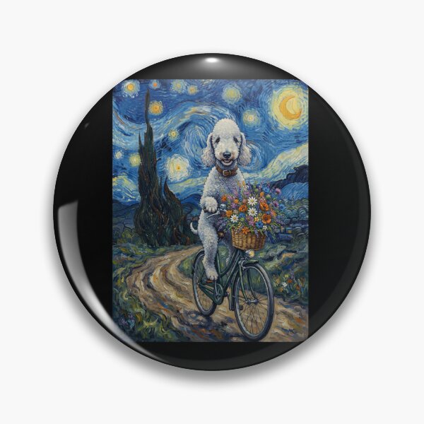Item preview, Bedlington Terrier Biking Bike Starry Night Van Gogh Art Dog Lover designed and sold by dian-rody-crest.