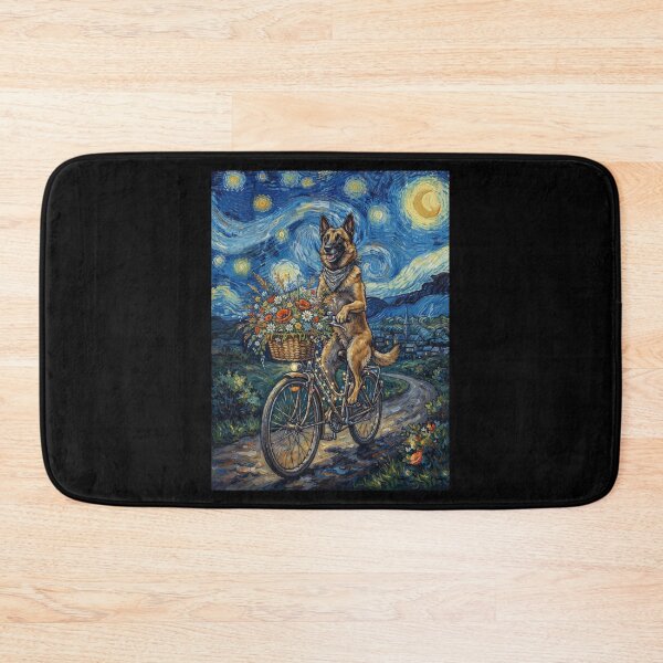 Item preview, Belgian Shepherd Biking Bike Starry Night Van Gogh Art Dog Lover designed and sold by dian-rody-crest.