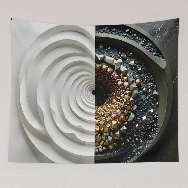 Item preview, Alabaster and Slate Geometric Spiral with Pyrite Accents designed and sold by Vicky Brago-Mitchell®.