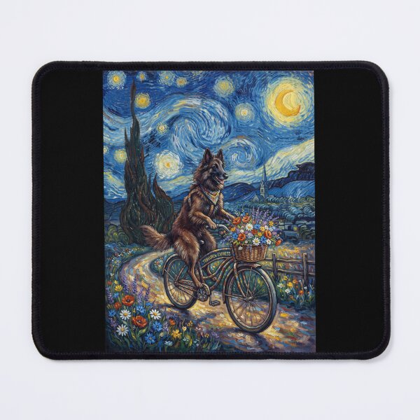 Item preview, Belgian Tervuren Biking Bike Starry Night Van Gogh Art Dog Lover designed and sold by dian-rody-crest.