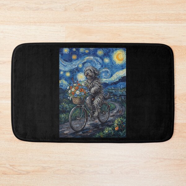 Item preview, Bergamasco Shepherd Biking Bike Starry Night Van Gogh Art Dog Lover designed and sold by dian-rody-crest.