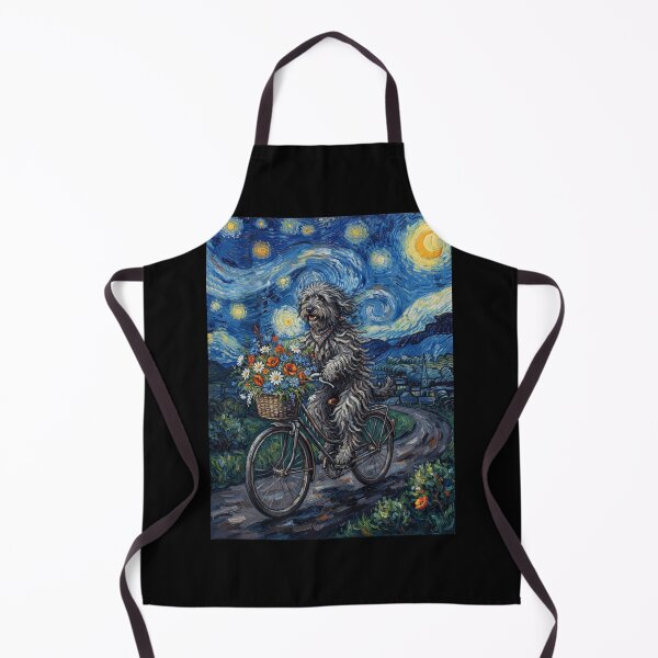Item preview, Bergamasco Shepherd Biking Bike Starry Night Van Gogh Art Dog Lover designed and sold by dian-rody-crest.