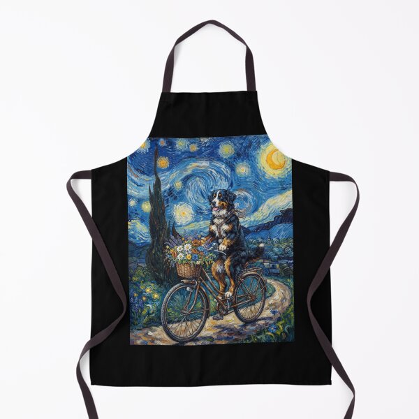 Item preview, Bernese Mountain Dog Biking Bike Starry Night Van Gogh Art Dog Lover designed and sold by dian-rody-crest.