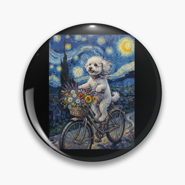 Item preview, Bichon Frise Biking Bike Starry Night Van Gogh Art Dog Lover designed and sold by dian-rody-crest.