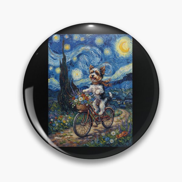 Item preview, Biewer Terrier Biking Bike Starry Night Van Gogh Art Dog Lover designed and sold by dian-rody-crest.