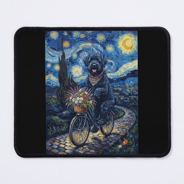 Item preview, Black Russian Terrier Biking Bike Starry Night Van Gogh Art Dog Lover designed and sold by dian-rody-crest.