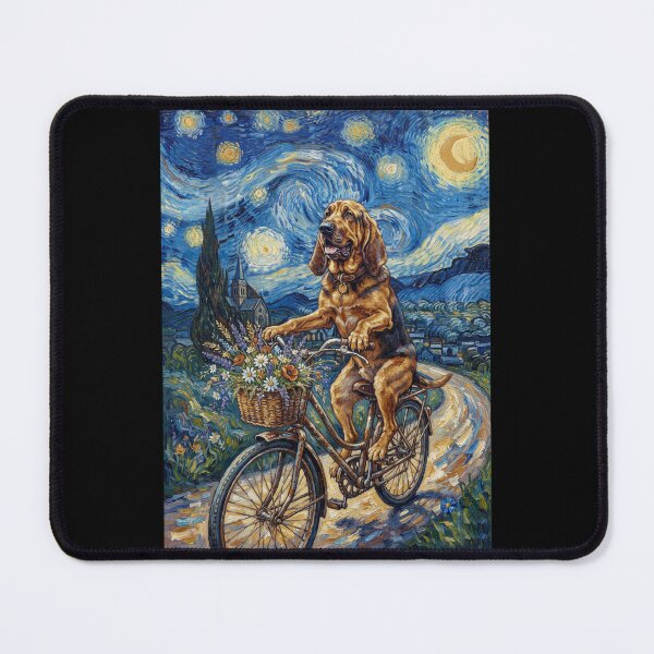 Item preview, Bloodhound Biking Bike Starry Night Van Gogh Art Dog Lover designed and sold by dian-rody-crest.