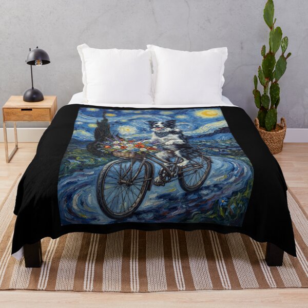 Item preview, Border Collie Biking Bike Starry Night Van Gogh Art Dog Lover designed and sold by dian-rody-crest.