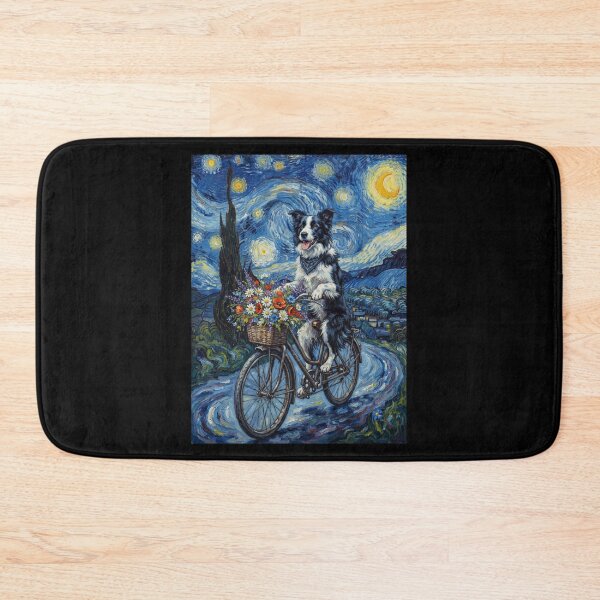 Item preview, Border Collie Biking Bike Starry Night Van Gogh Art Dog Lover designed and sold by dian-rody-crest.