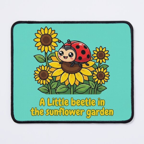 Item preview, Cute Ladybug in Sunflower Garden, Kawaii Beetle Floral Design, Adorable Nature Illustration designed and sold by morning sun.