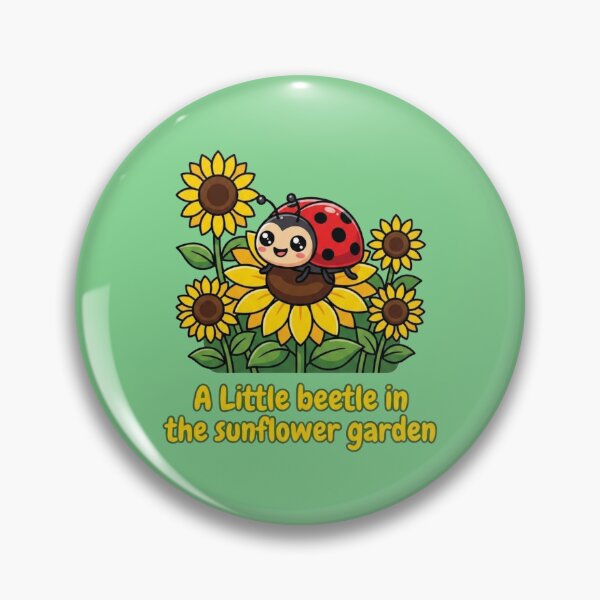 Item preview, Cute Ladybug in Sunflower Garden, Kawaii Beetle Floral Design, Adorable Nature Illustration designed and sold by morning sun.