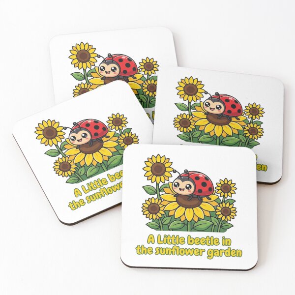 Item preview, Cute Ladybug in Sunflower Garden, Kawaii Beetle Floral Design, Adorable Nature Illustration designed and sold by morning sun.