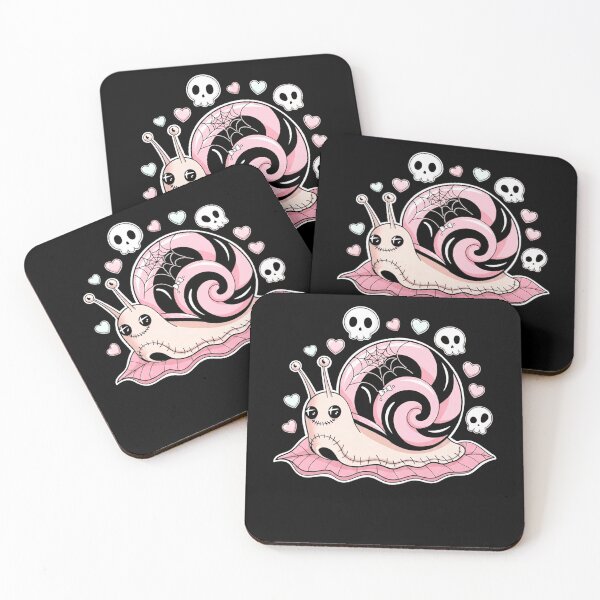 Item preview, Creepy Cute Gothic Pink Snail with Hearts and Skulls Kawaii Design designed and sold by MiALopezArt.