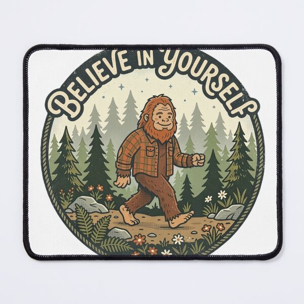 Item preview, Believe in Yourself Bigfoot Forest Badge Sticker designed and sold by TheWildLanding.