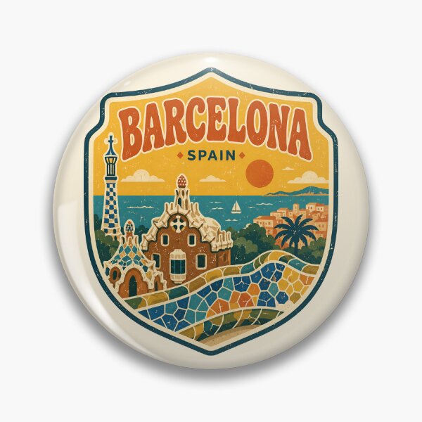 Item preview, Vintage Barcelona Spain Travel Badge designed and sold by Imaginationbeyond.