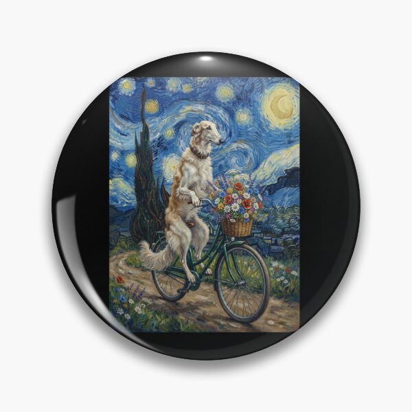 Item preview, Borzoi Biking Bike Starry Night Van Gogh Art Dog Lover designed and sold by dian-rody-crest.